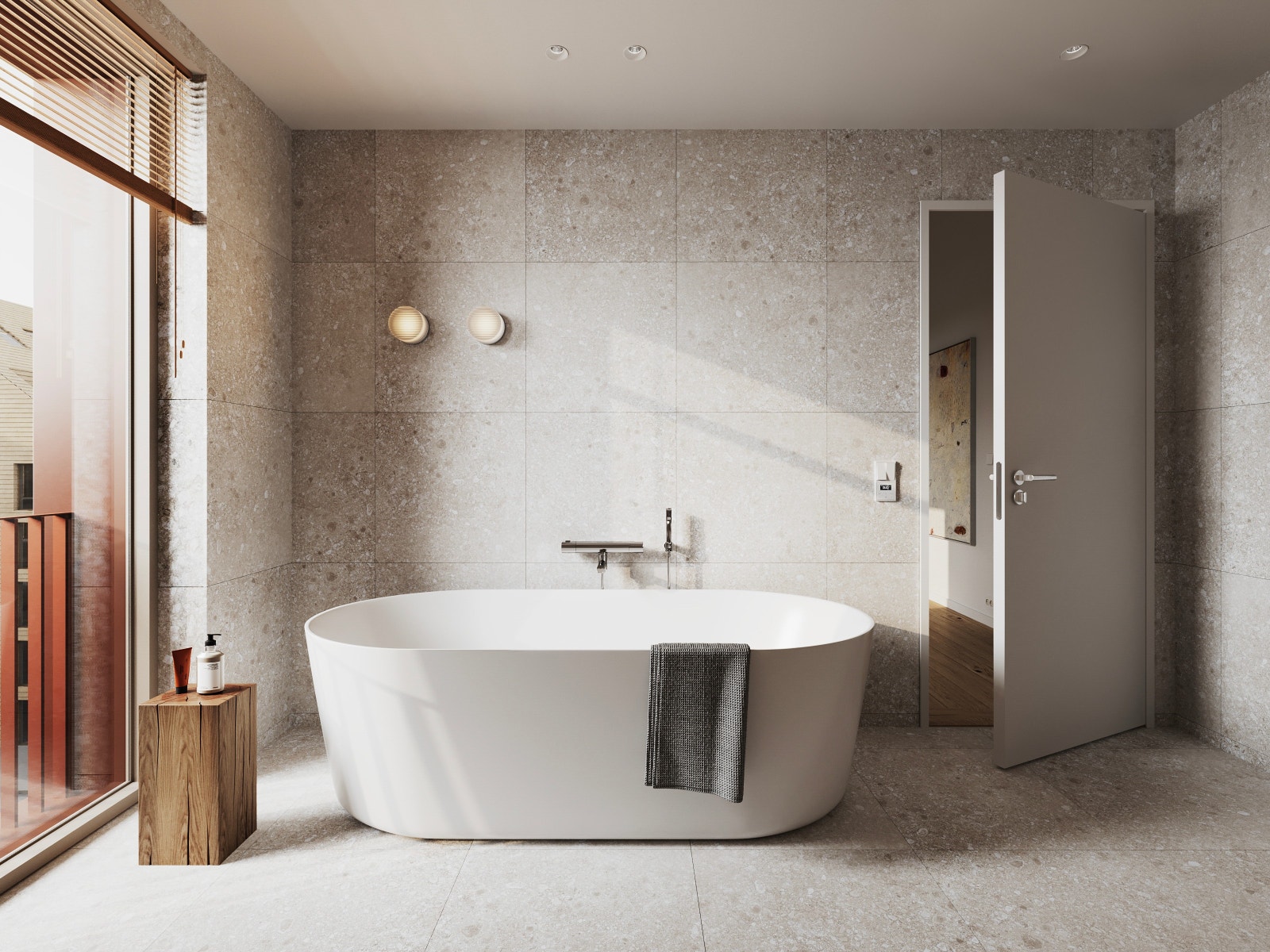 Hovedsoverommet har et eget lekkert bad med badekar. Dette er en illustrasjon, og avvik kan forekomme. Galleribilde