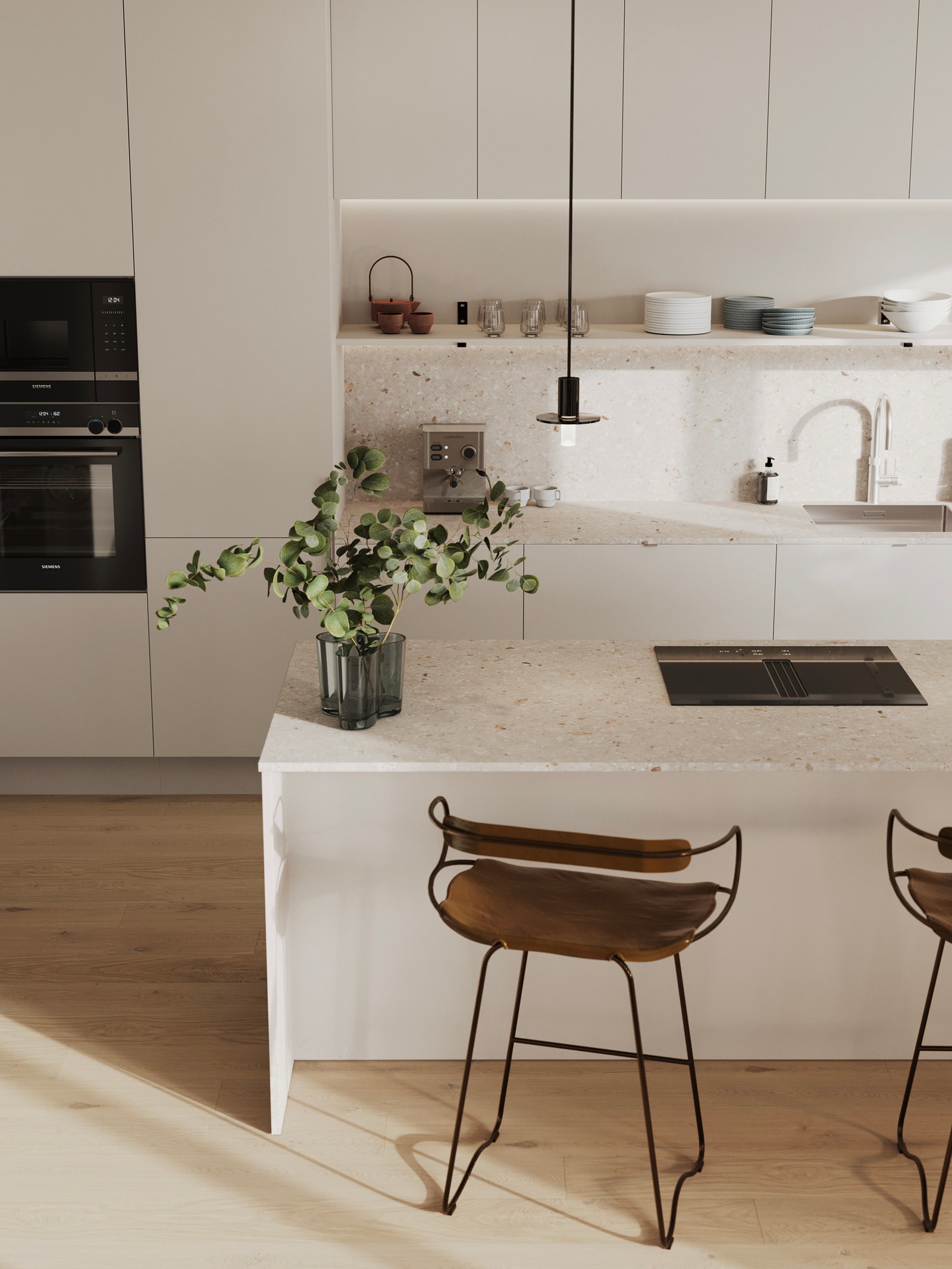 Fra kjøkkenet får du direkte utgang til takterrasse med utekjøkken. Dette er en illustrasjon, og avvik kan forekomme. Galleribilde