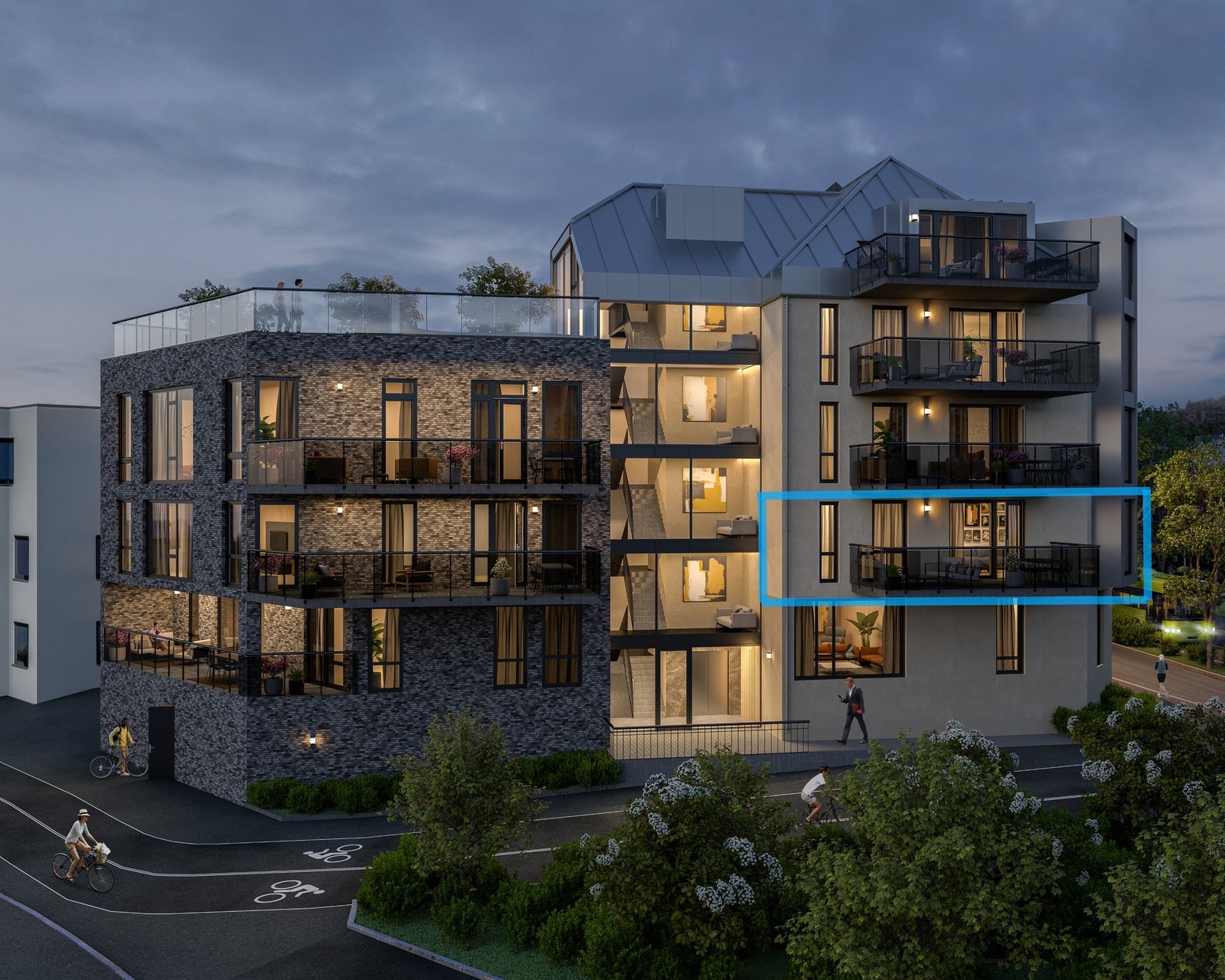 Leilighetens gode hjørnebeliggenhet i byggets 2. etasje. Illustrasjon, avvik vil forekomme. Galleribilde