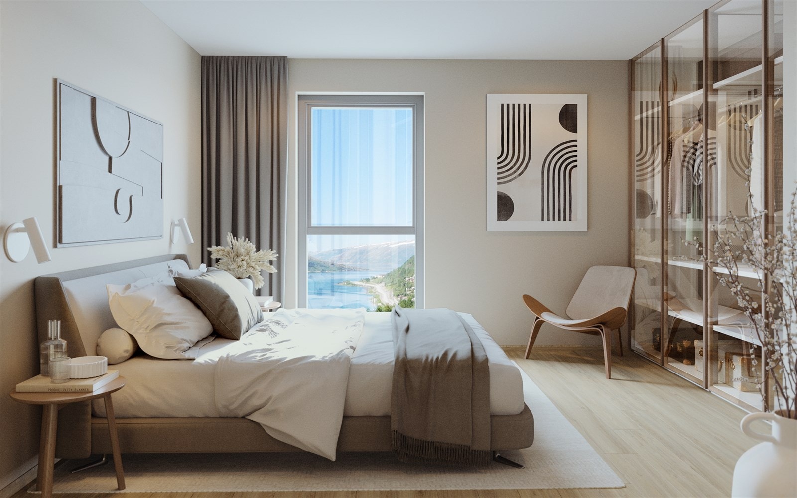 Endeleilighetene med soverom mot nord får vindu med utsikt rett ut mot Vefsnfjorden! Galleribilde