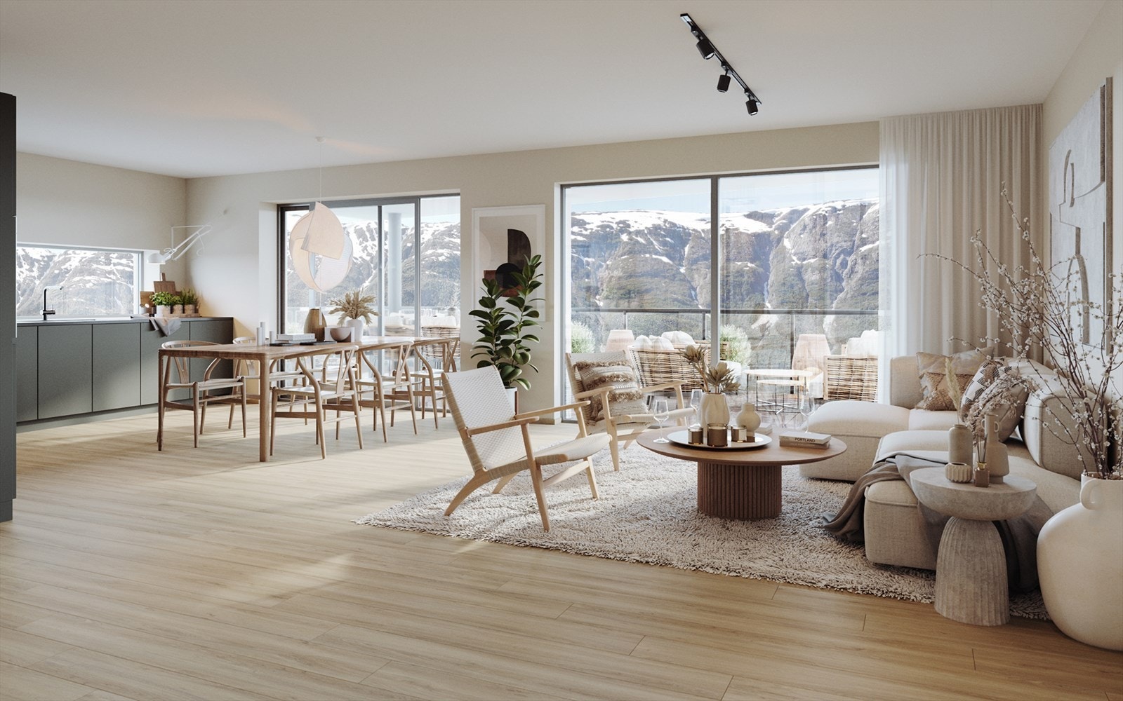 Det blir en gjennomført og moderne stil med skandinavisk preg og sorte detaljer som går som en rød tråd gjennom hele bygget. Galleribilde