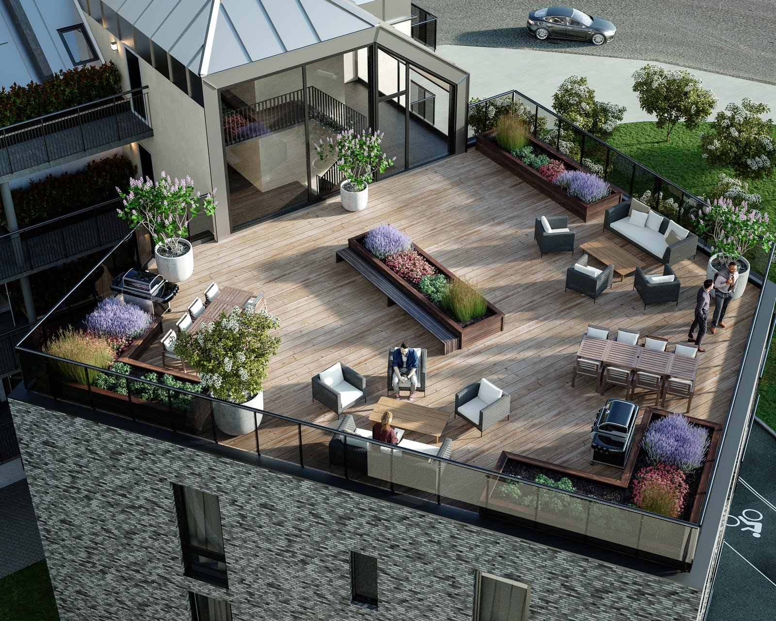 Stor takterrasse som er felles for alle beboerne - Illustrasjon, endringer kan forekomme Galleribilde