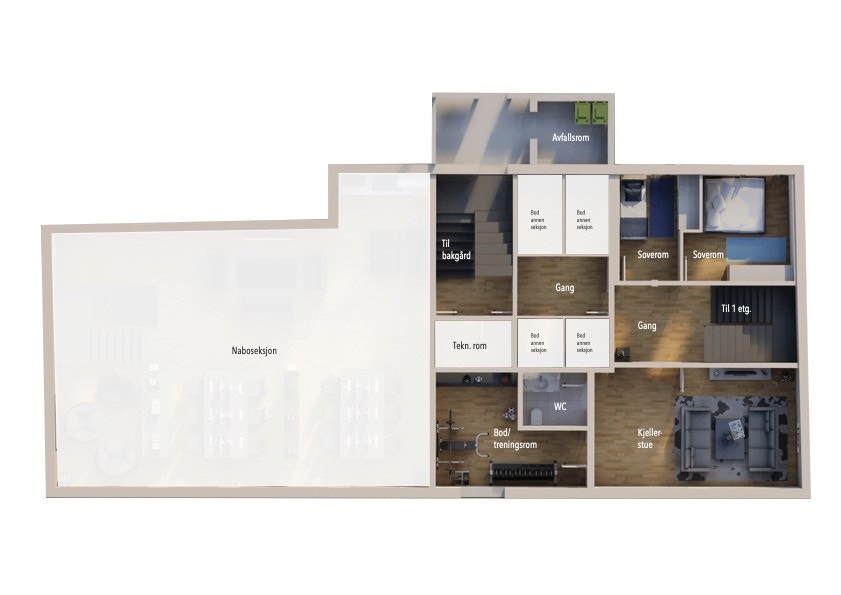 Plantegning illustrasjon U. etg. Galleribilde