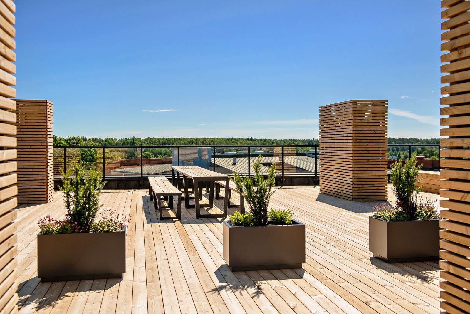 På hus A, B og C er det felles takterrasse som alle beboere på Brekketunet kan benytte. Galleribilde