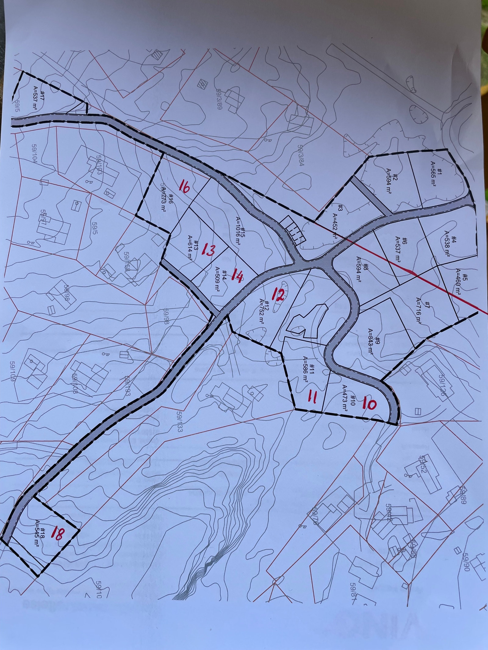 Tomter som selges nummerert 10-11-12-13-14-16 Galleribilde