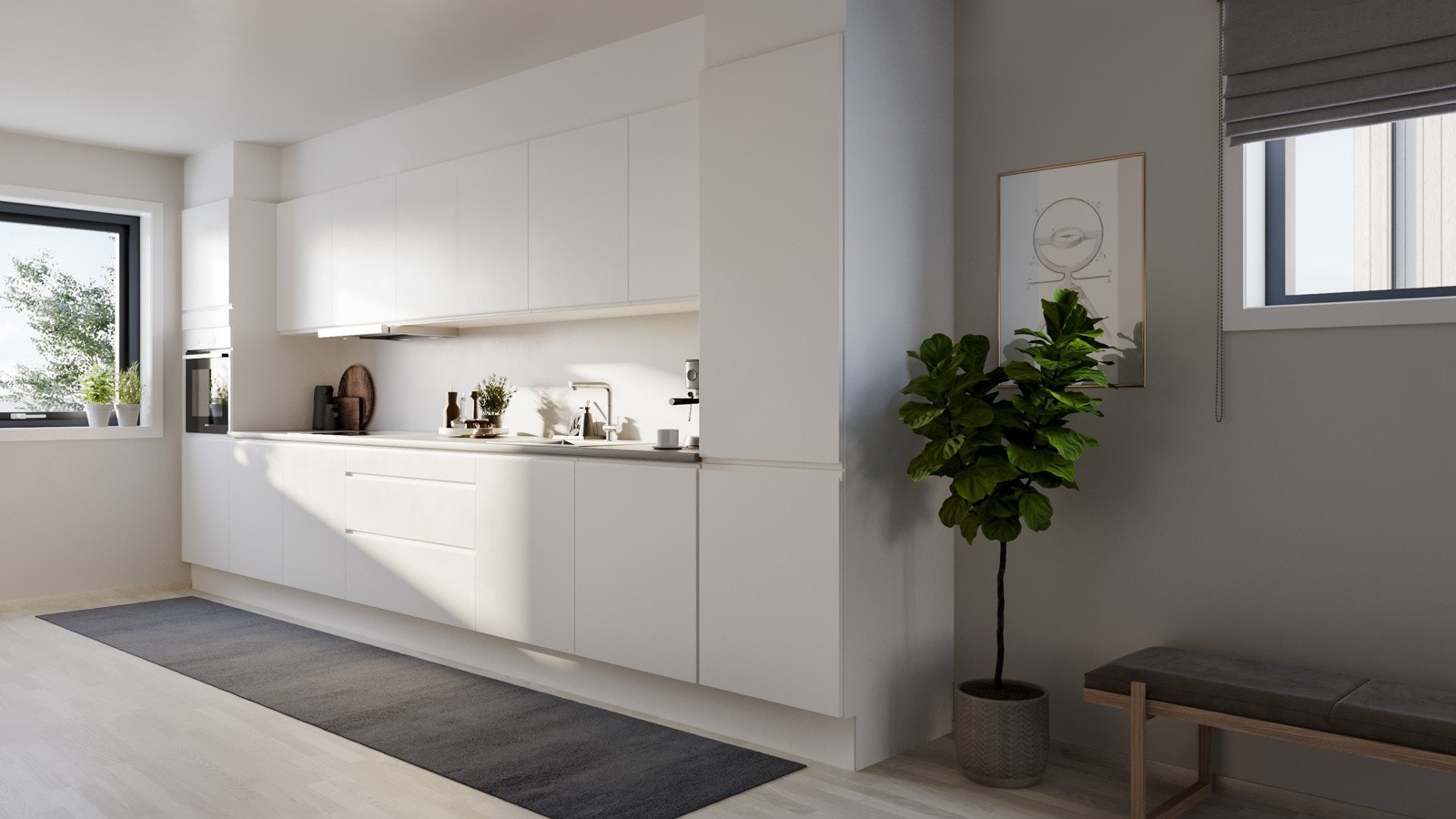 Illustrasjon kjøkken. Galleribilde