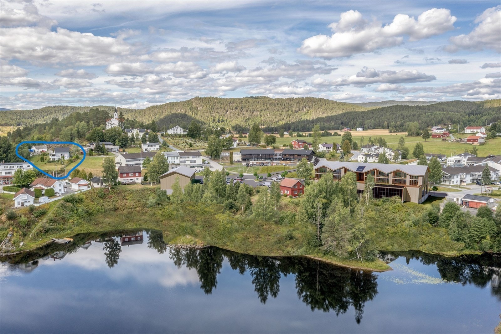 Viser beliggenhet i Prestfoss sentrum. Galleribilde