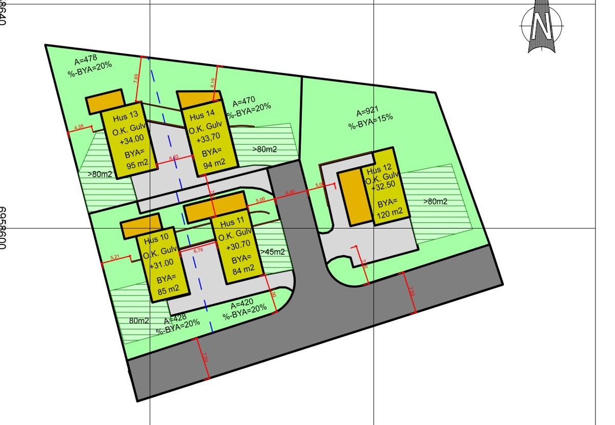 Tomtedelingsplan i prosjektet. Galleribilde