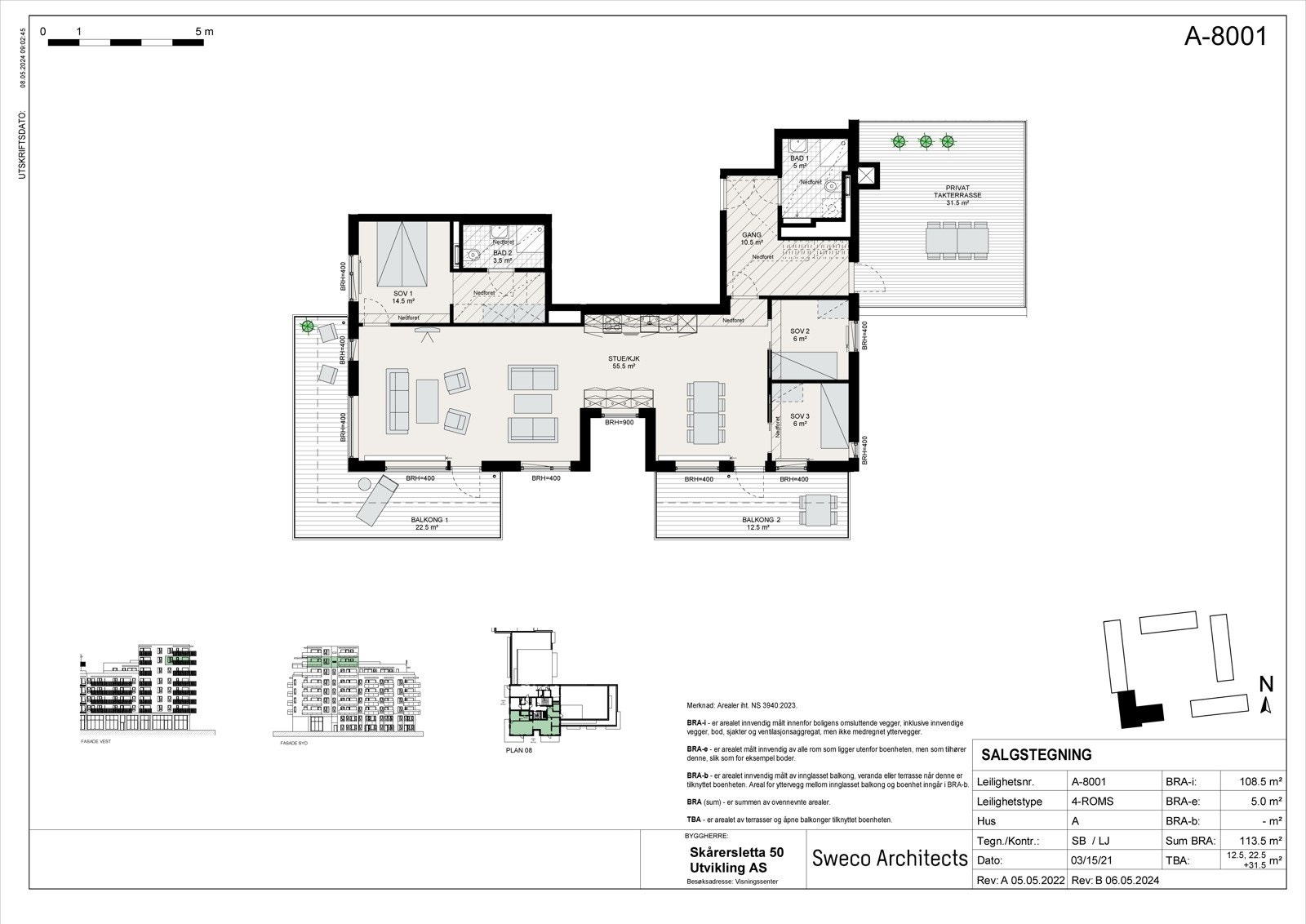 A-8001 - 4-ROMS med takterrasse Galleribilde