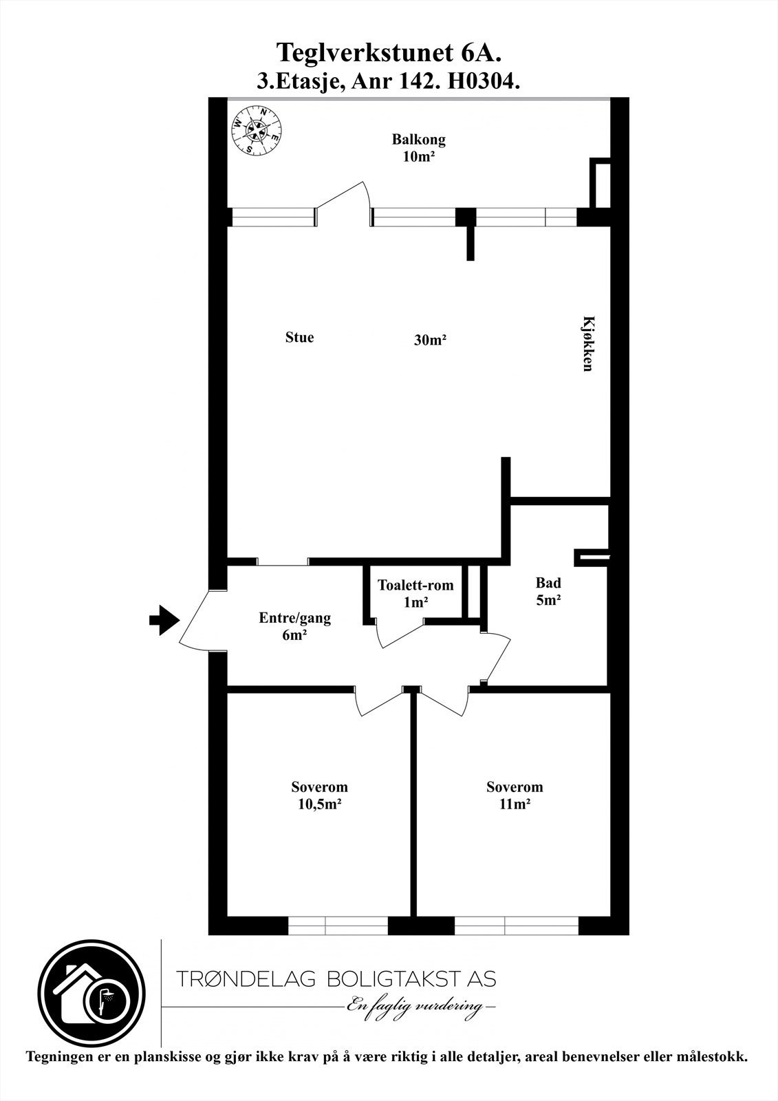 Planskisse for leiligheten i 3. etasje Galleribilde