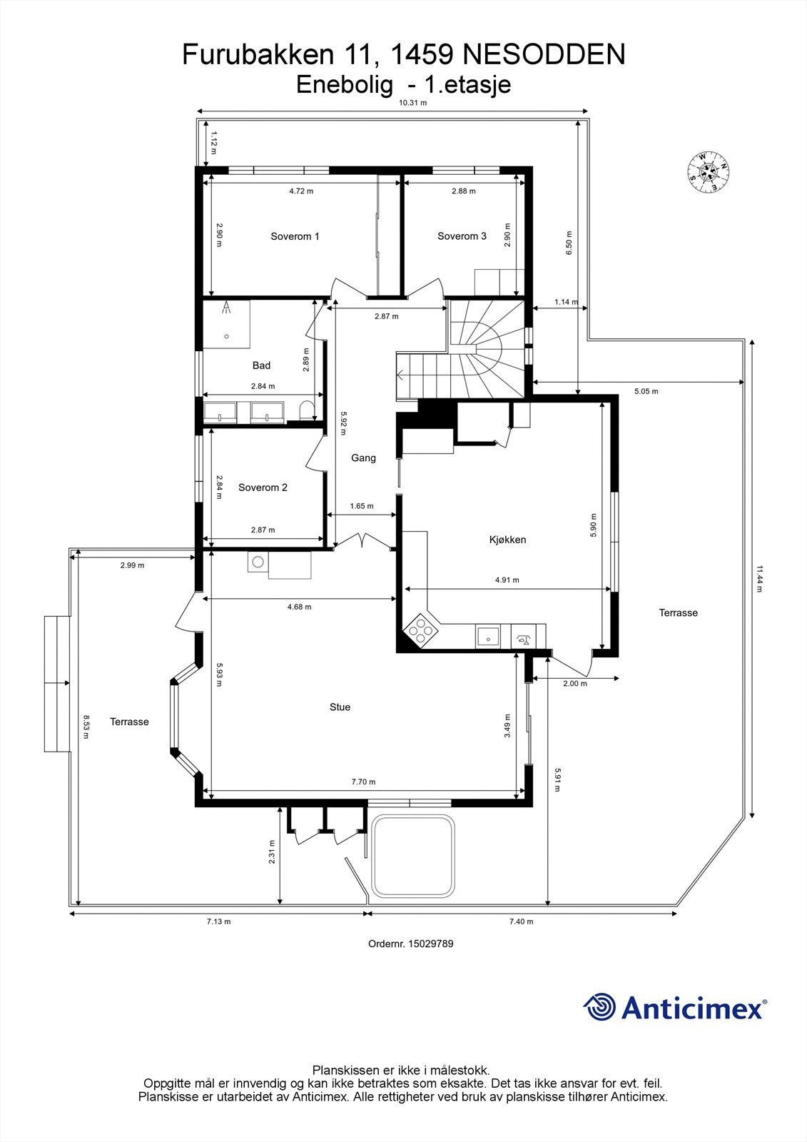 Plantegning 1. etasje Galleribilde