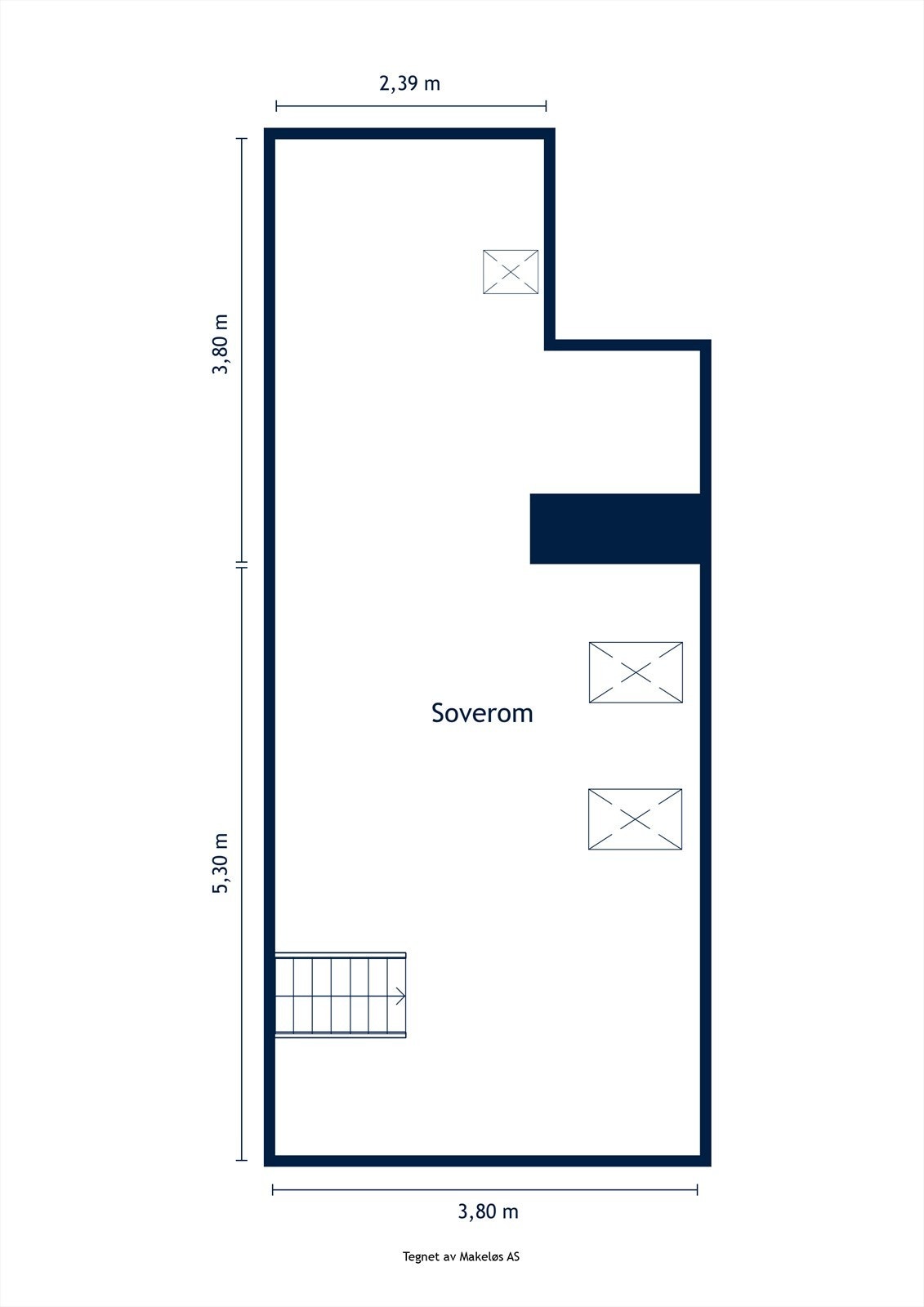Damplassen 14 | Plantegning | Loftsetasje Galleribilde