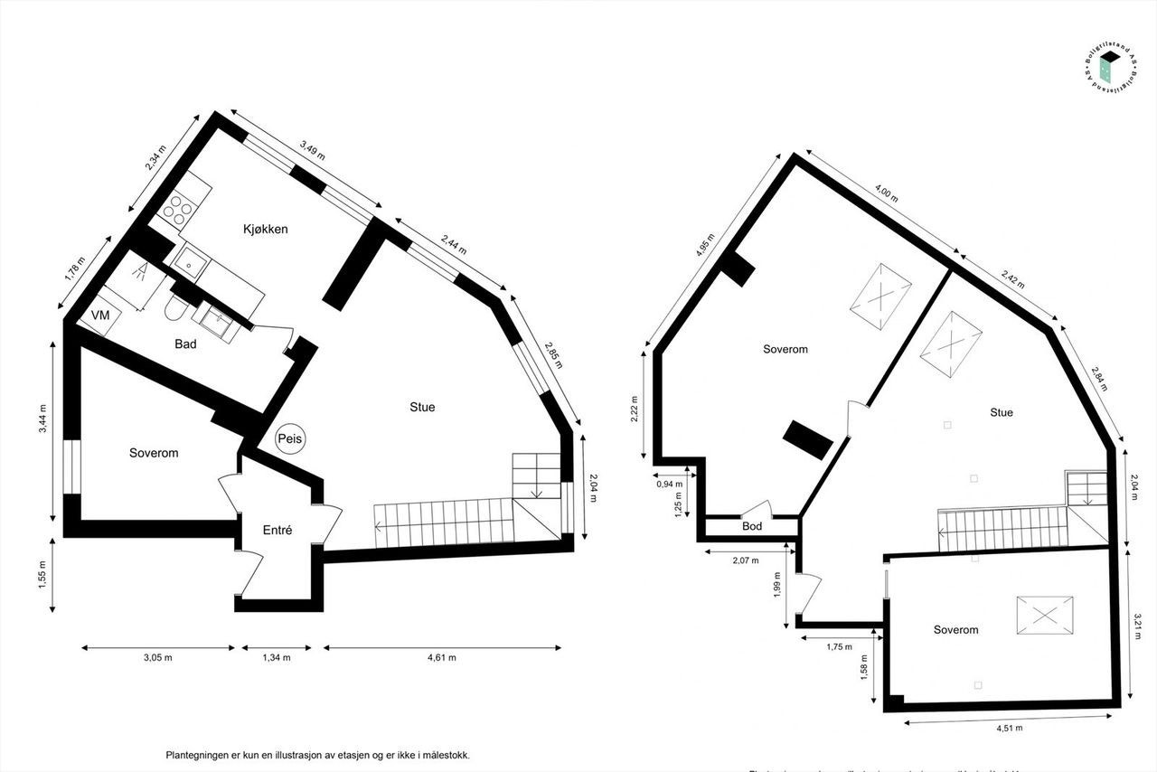 Denne lekre loftsleiligheten strekker seg over 2 plan (3. og 4. etasje av bygget) med adkomst fra begge etasjer. Galleribilde