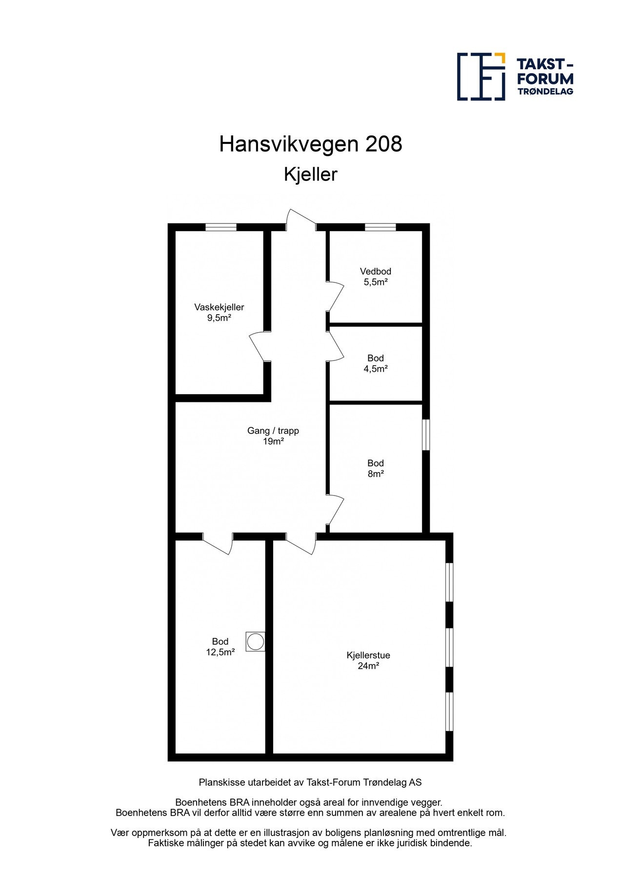 Planoversikt over boligens kjeller Galleribilde