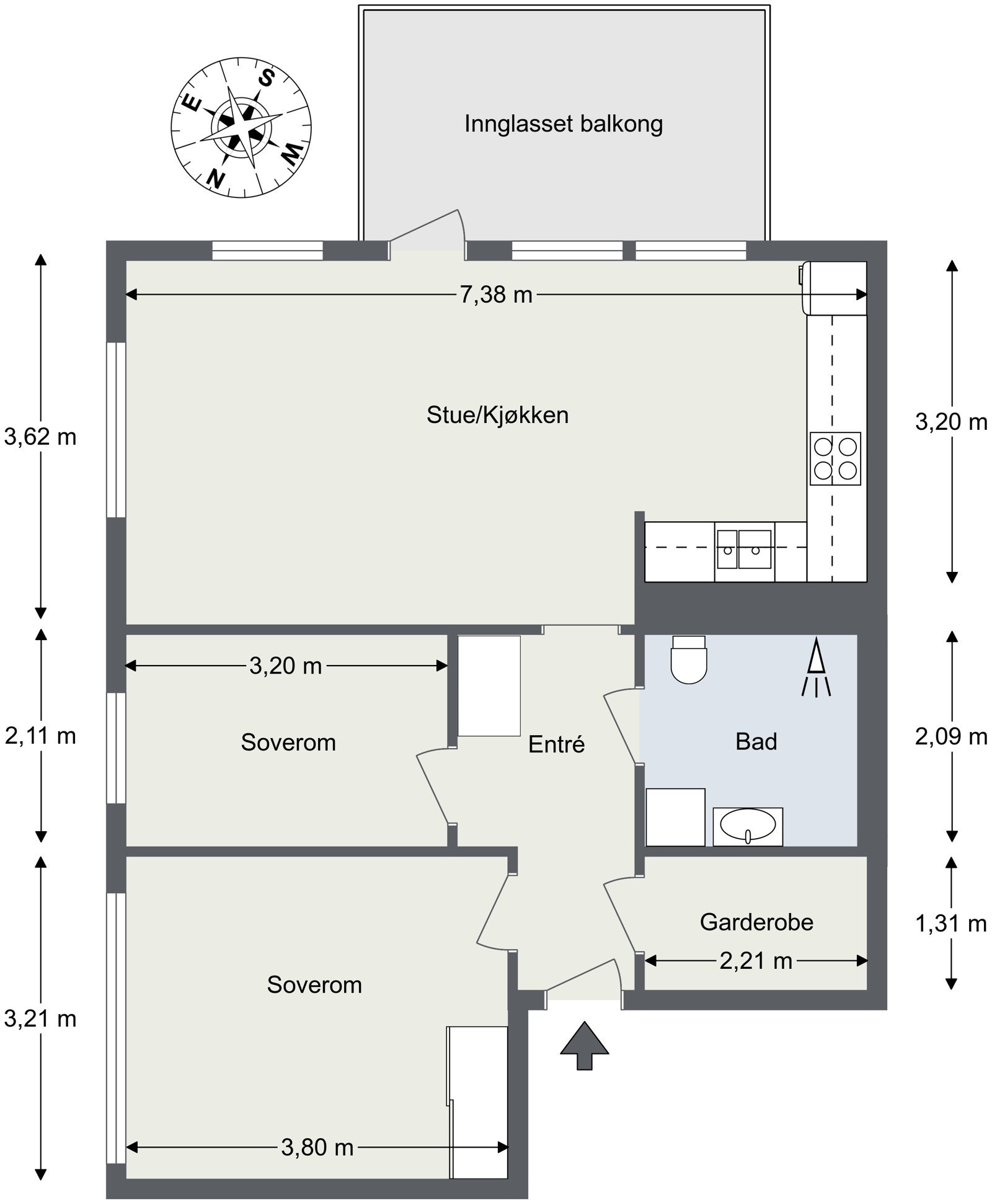 Plantegning anr. 2301 i Borettslaget Hasle Torg 1. Galleribilde