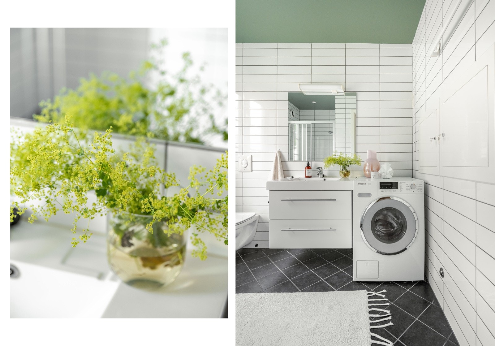 Plass og opplegg for vaskemaskin og trommel. Galleribilde