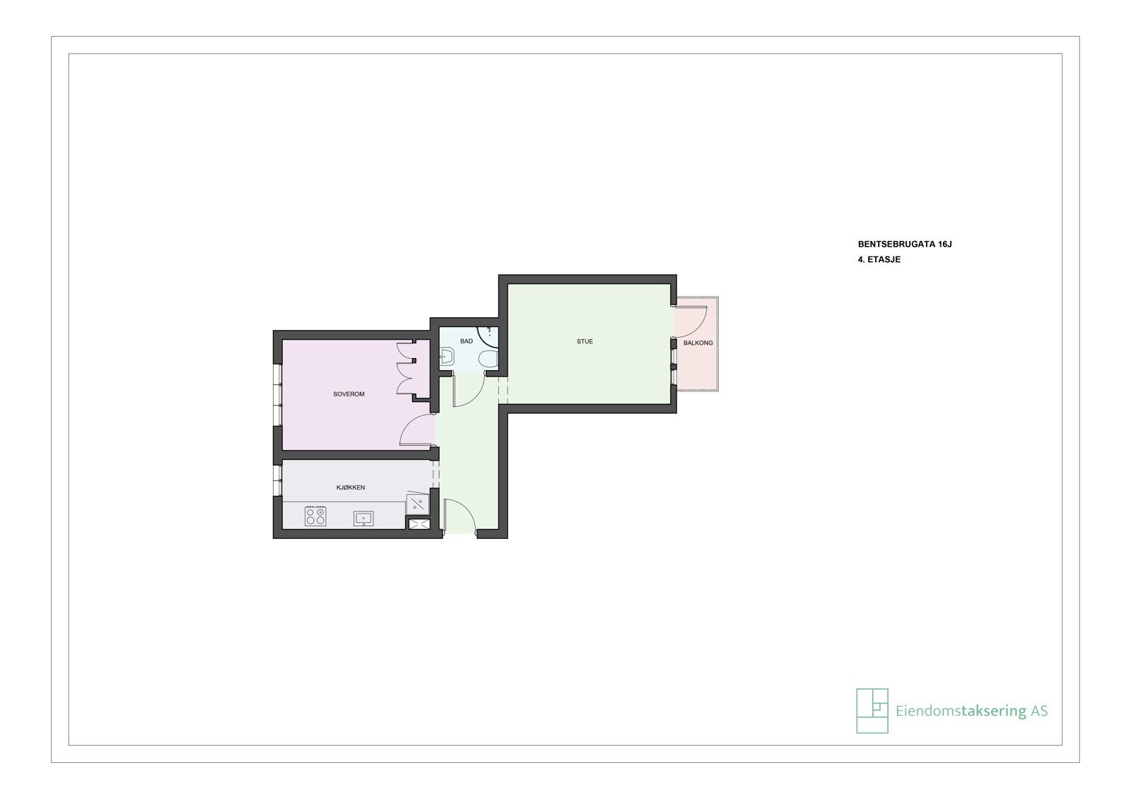 Plantegning. I tillegg disponerer leiligheten en kjellerbod på ca. 2,9m², samt en loftsbod med gulvareal på ca. 8,6m². Galleribilde