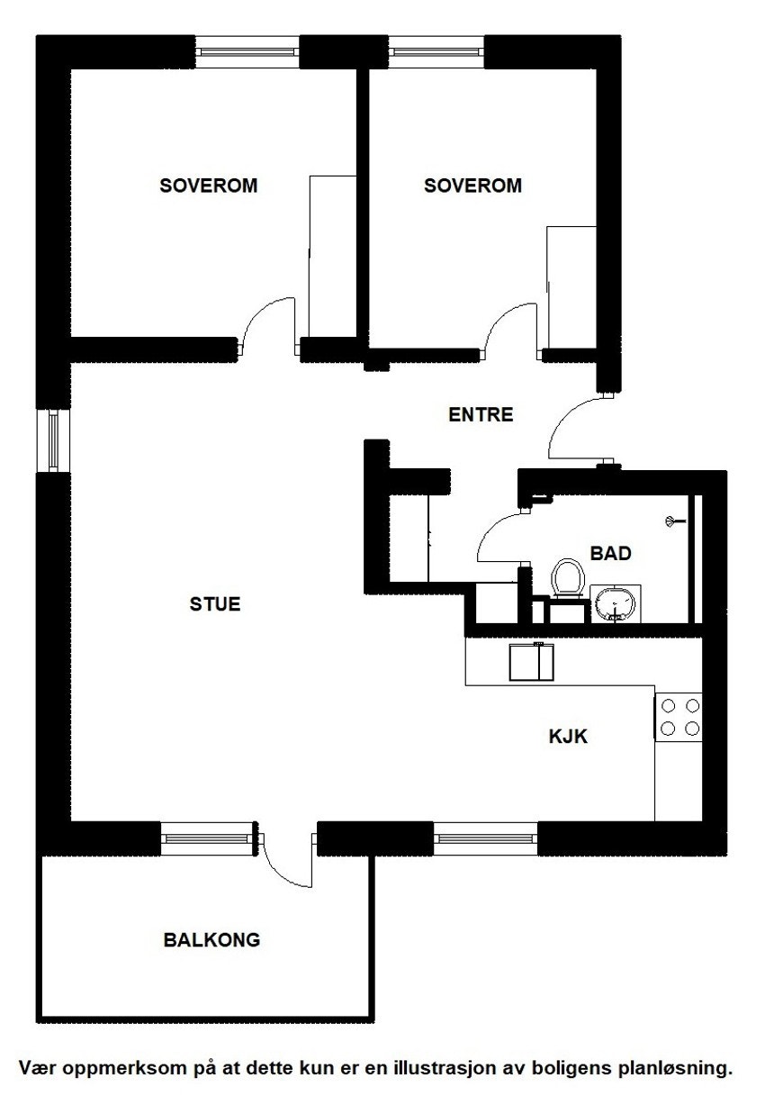 Planskisse. Leiligheten disponerer loftsbod med gulvareal på ca. 6 m². Leiligheten disponerer kjellerbod på 4,8 m². Galleribilde