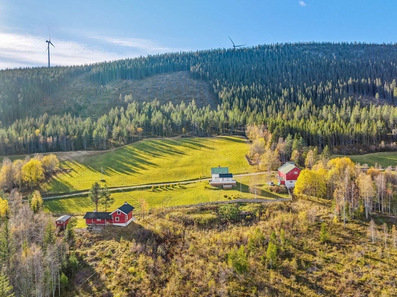 Naturområde med landbrukseiendommer, eneboliger og fritidsboliger - kort vei til fine langrennsløyper når snøen har lagt seg Galleribilde