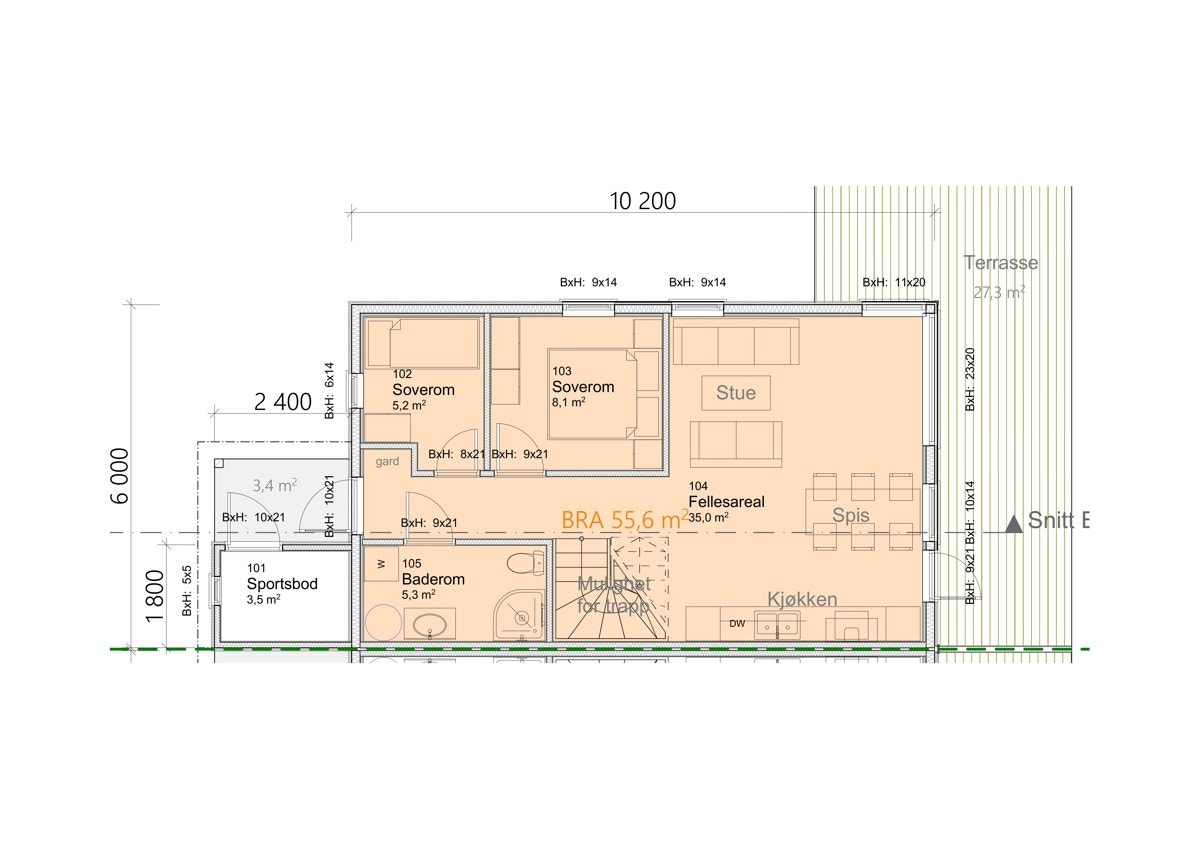 Plantegning 1. etasje. Galleribilde