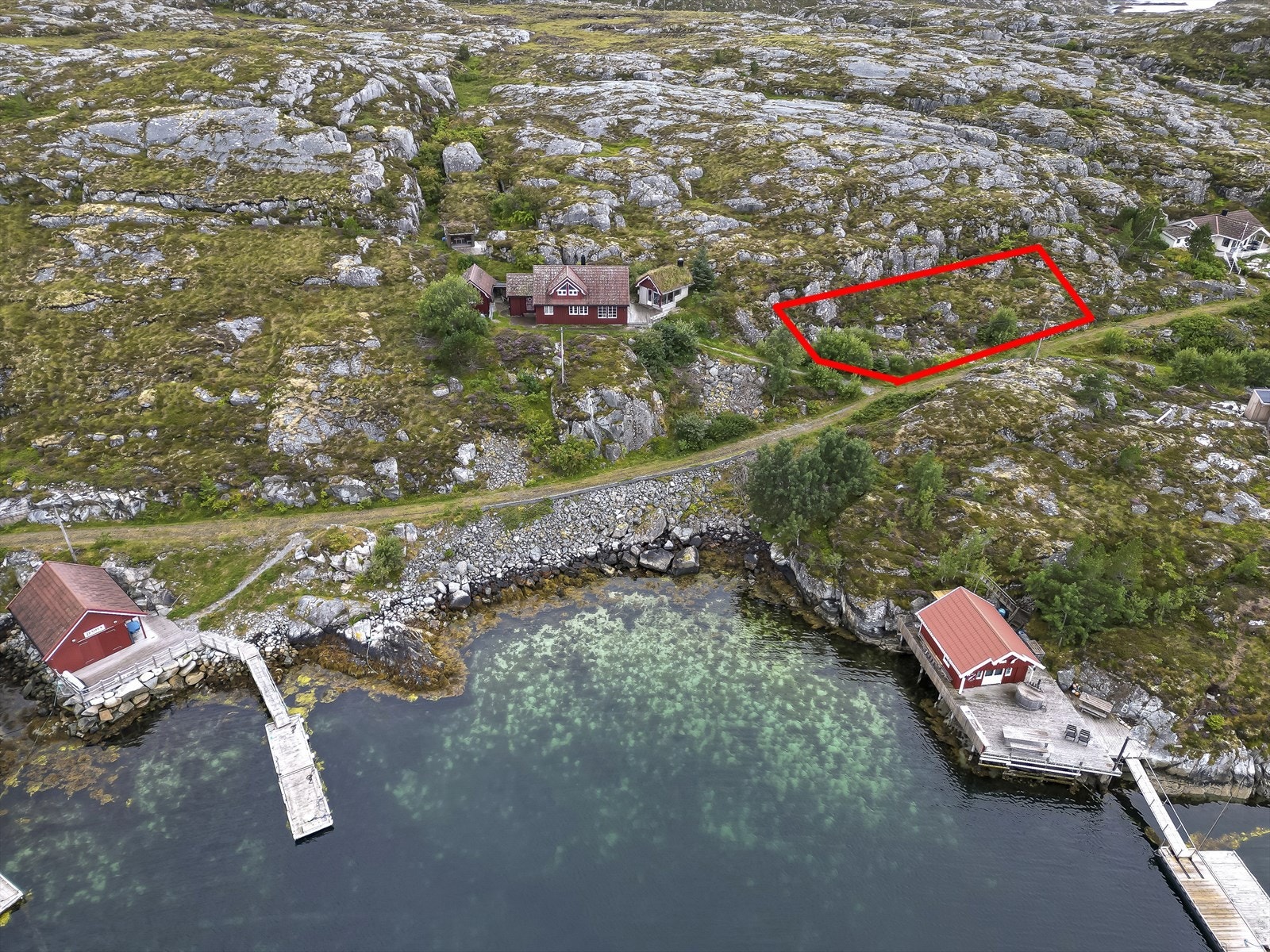 Det gjøres oppmerksom på at skissering av tomtene kun er omtrentlig, kart ligger vedlagt i salgsoppgaven. Dette er tomt F6 Galleribilde