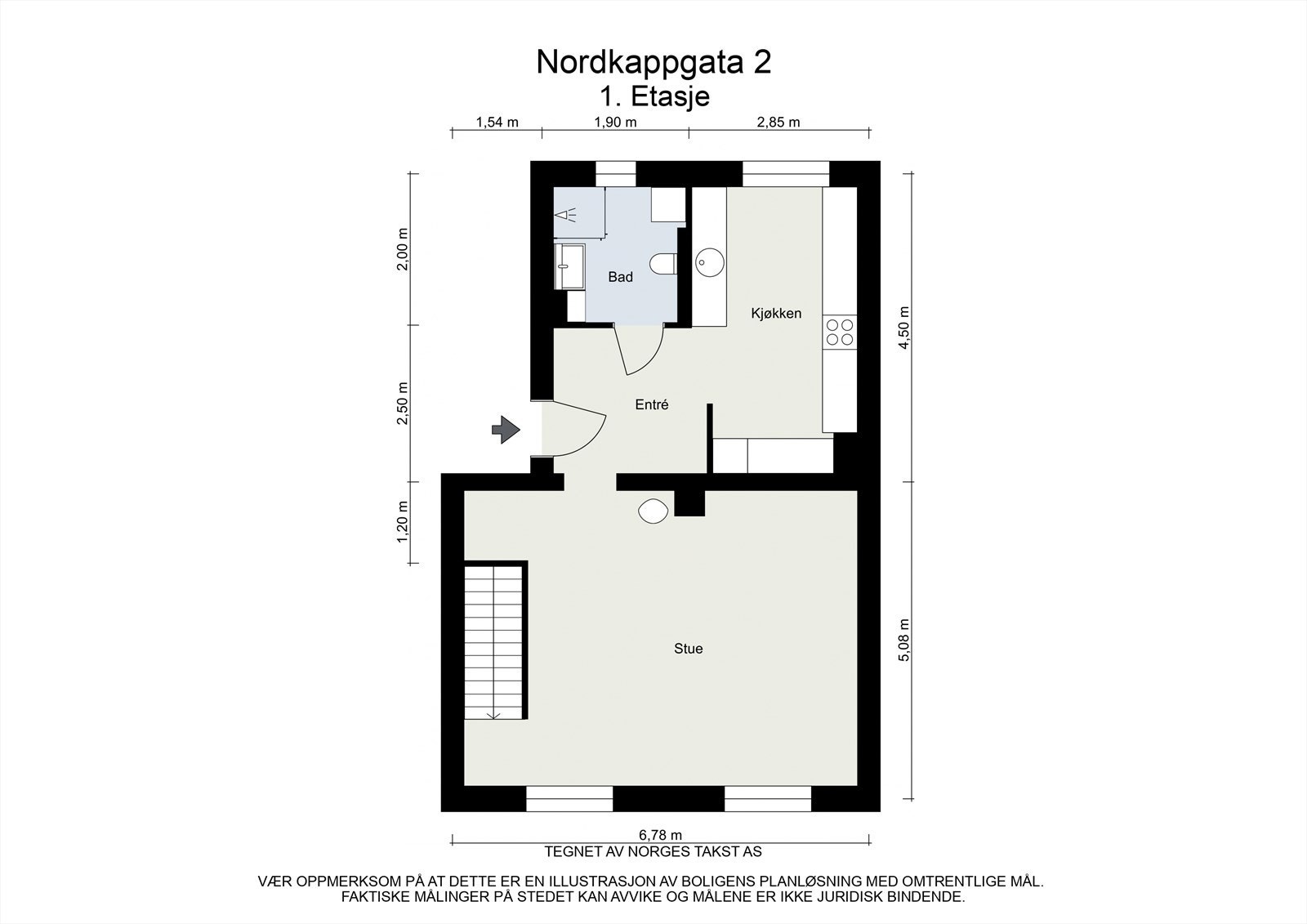 Vi starter med en plantegning av 1. etasje slik at du får orientert deg. Galleribilde