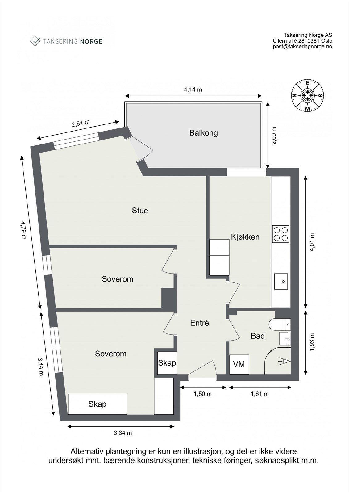 Alternativ plantegning som 3-roms Galleribilde