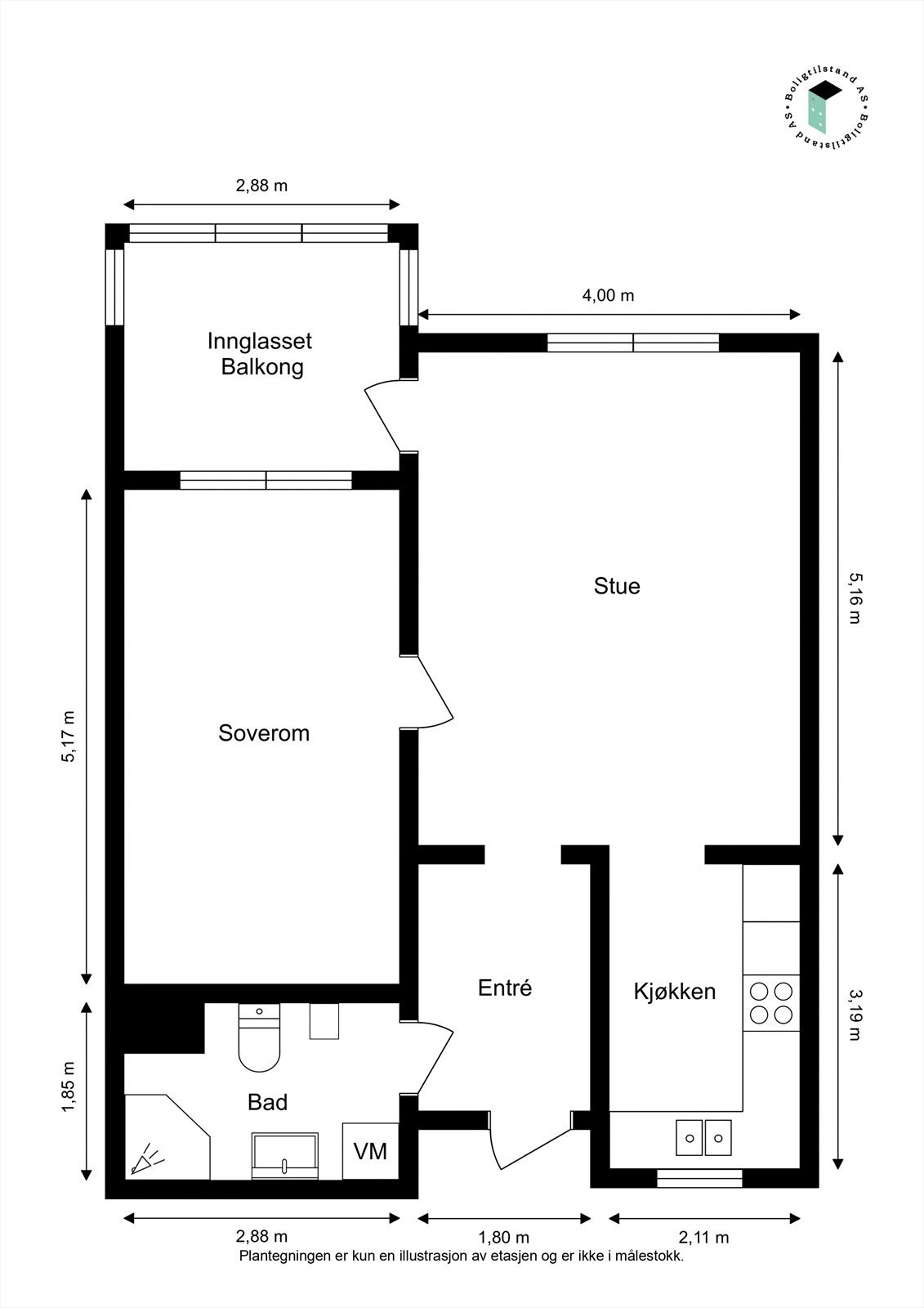 Leiligheten har en arealeffektiv og god planløsning. Galleribilde