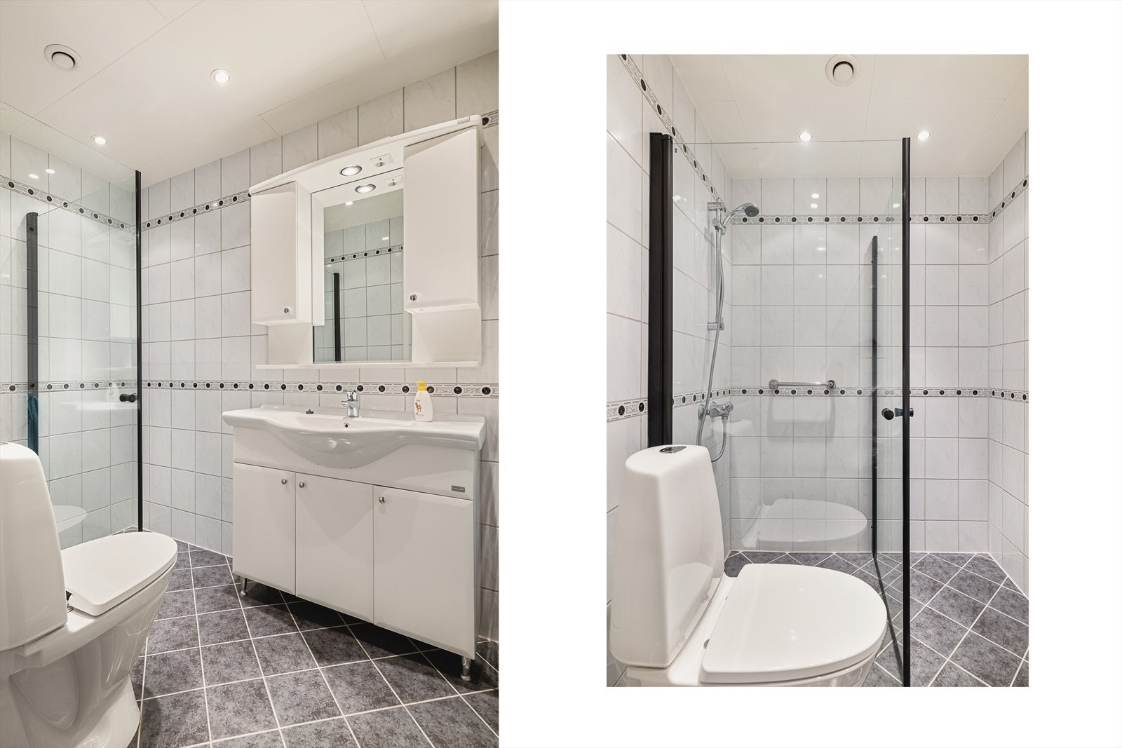 - Helfliset bad på 3,6 m² fra 2010 med behagelig varme i gulvet. Merk downlights i himlingen - Galleribilde