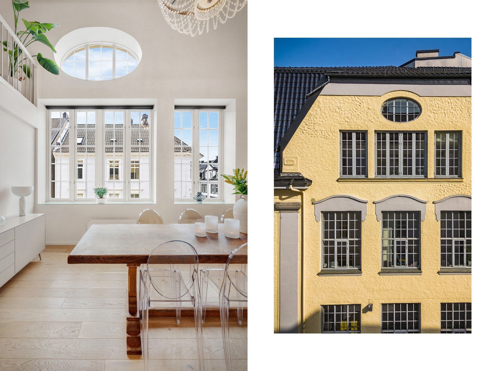 - Leilighetens takhøyde varierer fra 2,15 meter til imponerende 5,08 meter på det meste - Galleribilde