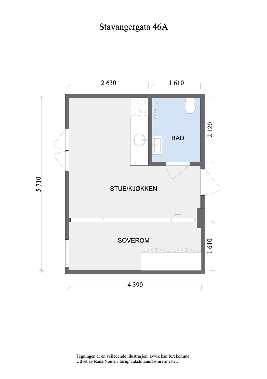Vi starter med å orientere oss litt i leiligheten. En praktisk planløsning med god romfordeling. Galleribilde