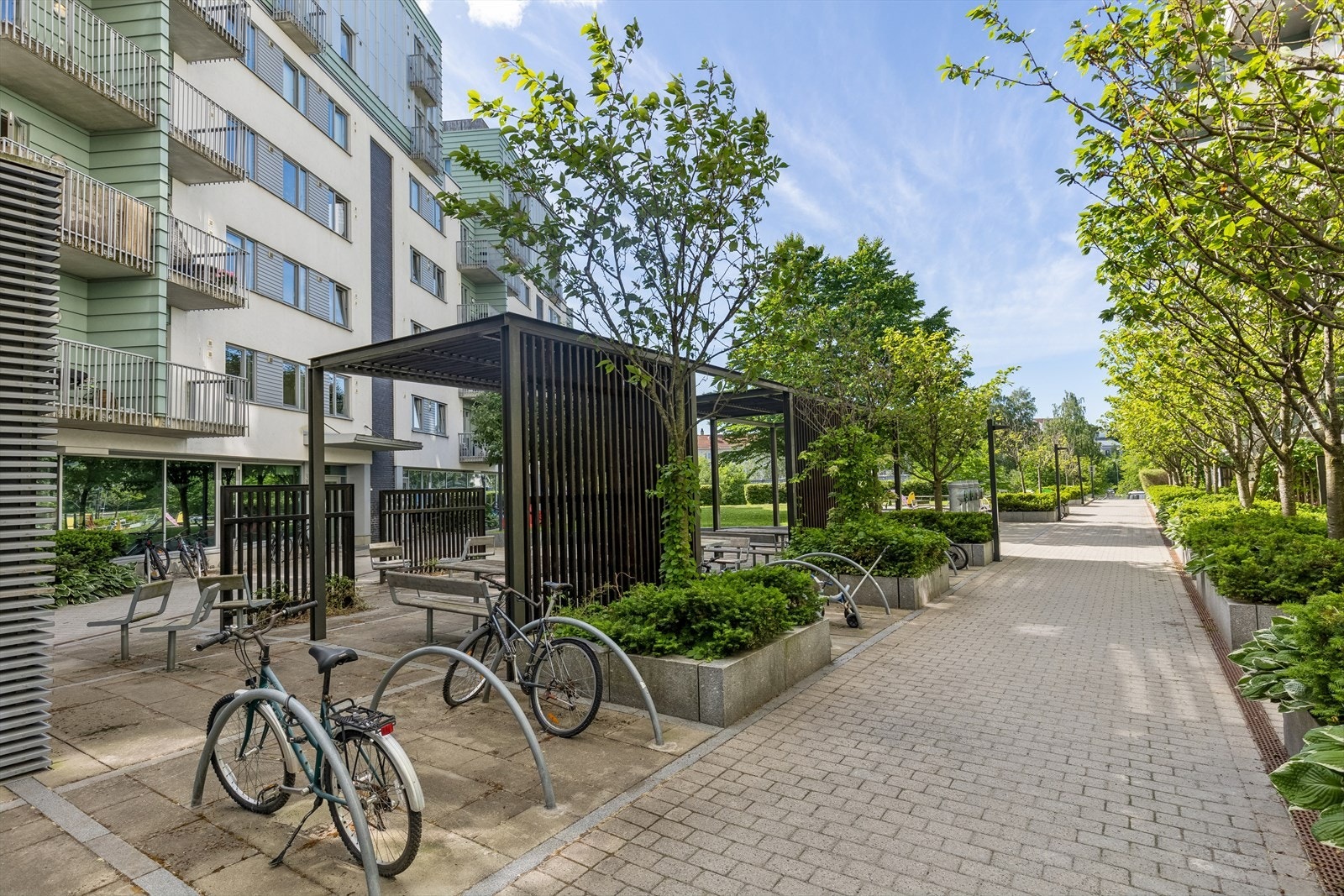 Sykkelparkering i gårdsrommet. Galleribilde