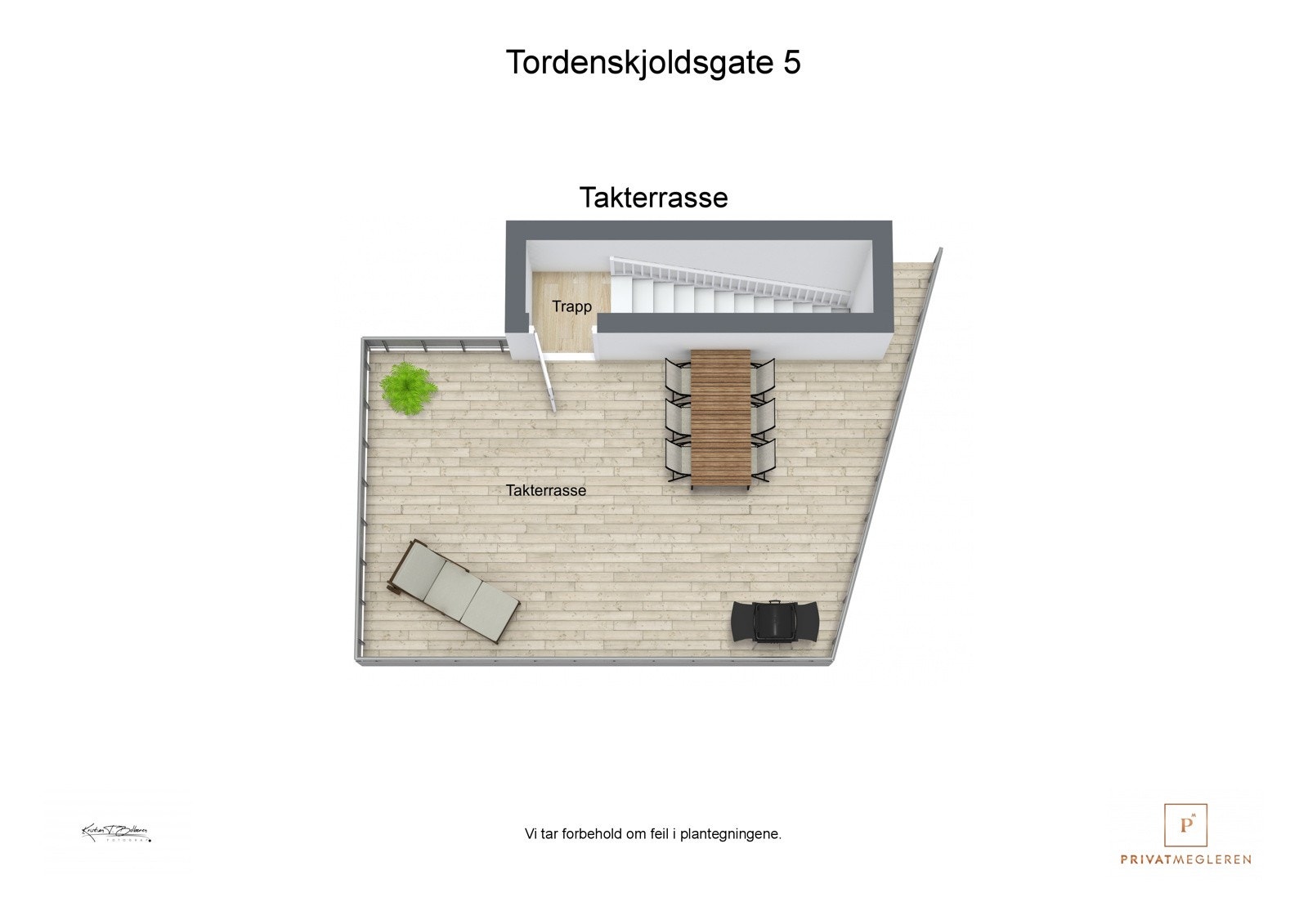 Plantegning takterrasse Galleribilde