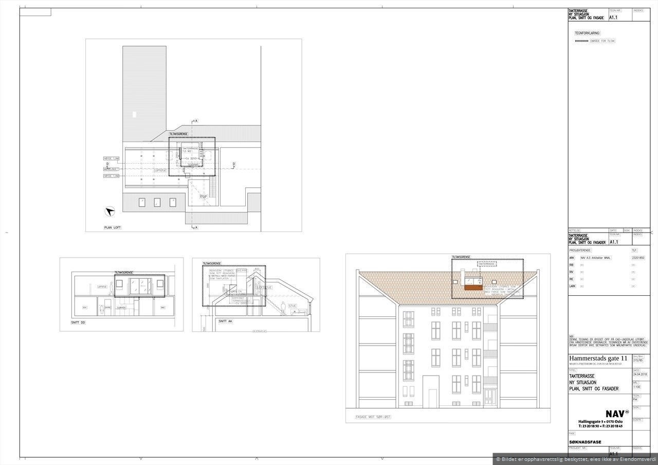 Tegninger av naboens terrasse, man finner mer informasjon hos plan og byggningsetaten Galleribilde