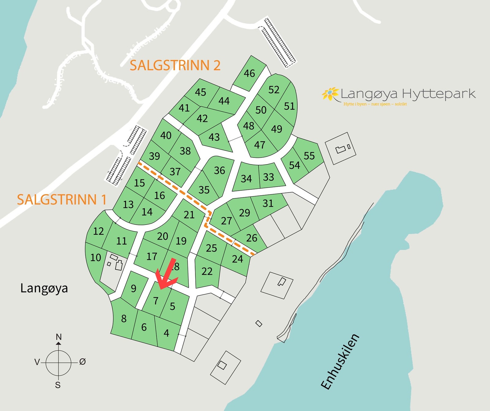 Situasjonskart tomter. Annonsen er priset med tomt 47 Galleribilde