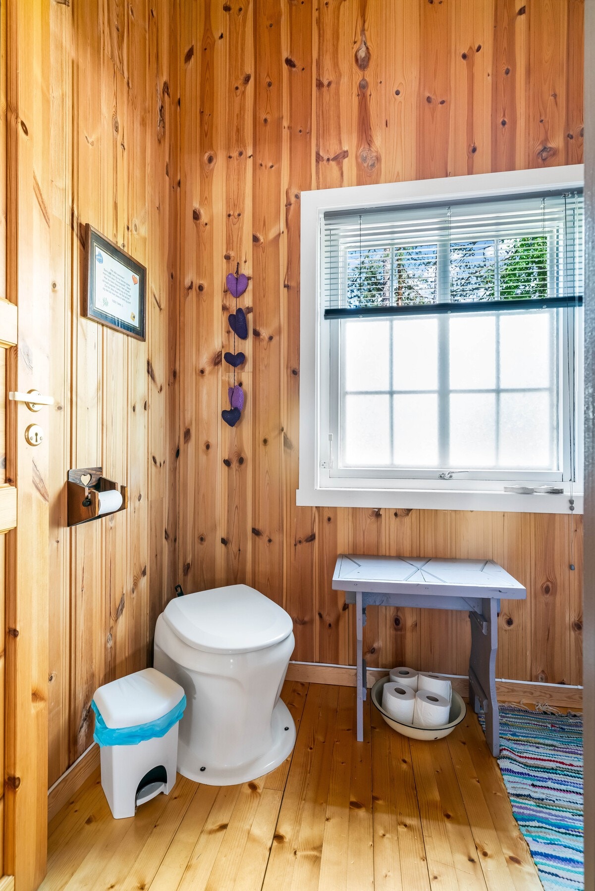 Toalettrom. Snurredoen ble satt inn i 2012. Panelovn Galleribilde