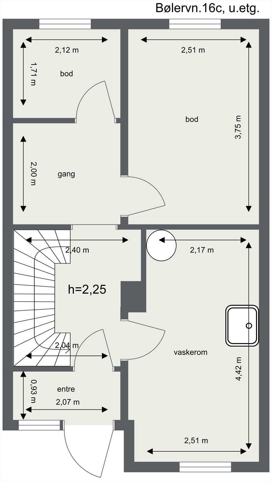 Plantegning underetasje Galleribilde