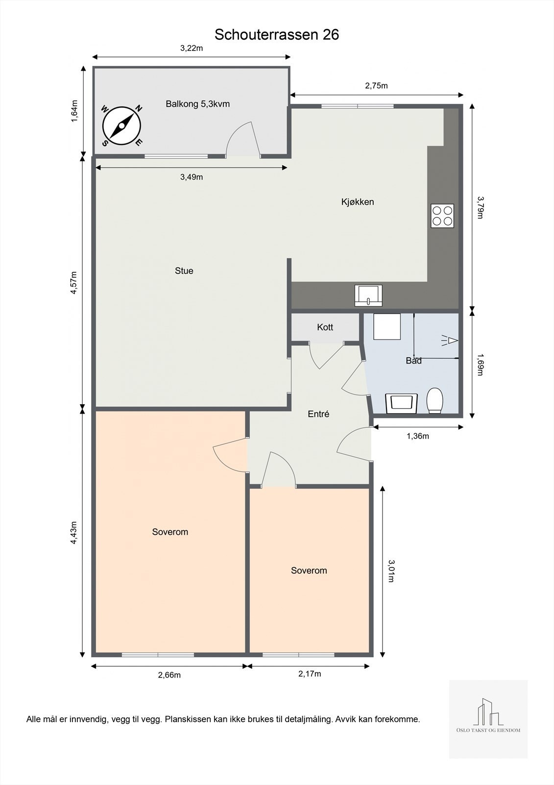 Målsatt plantegning. Galleribilde