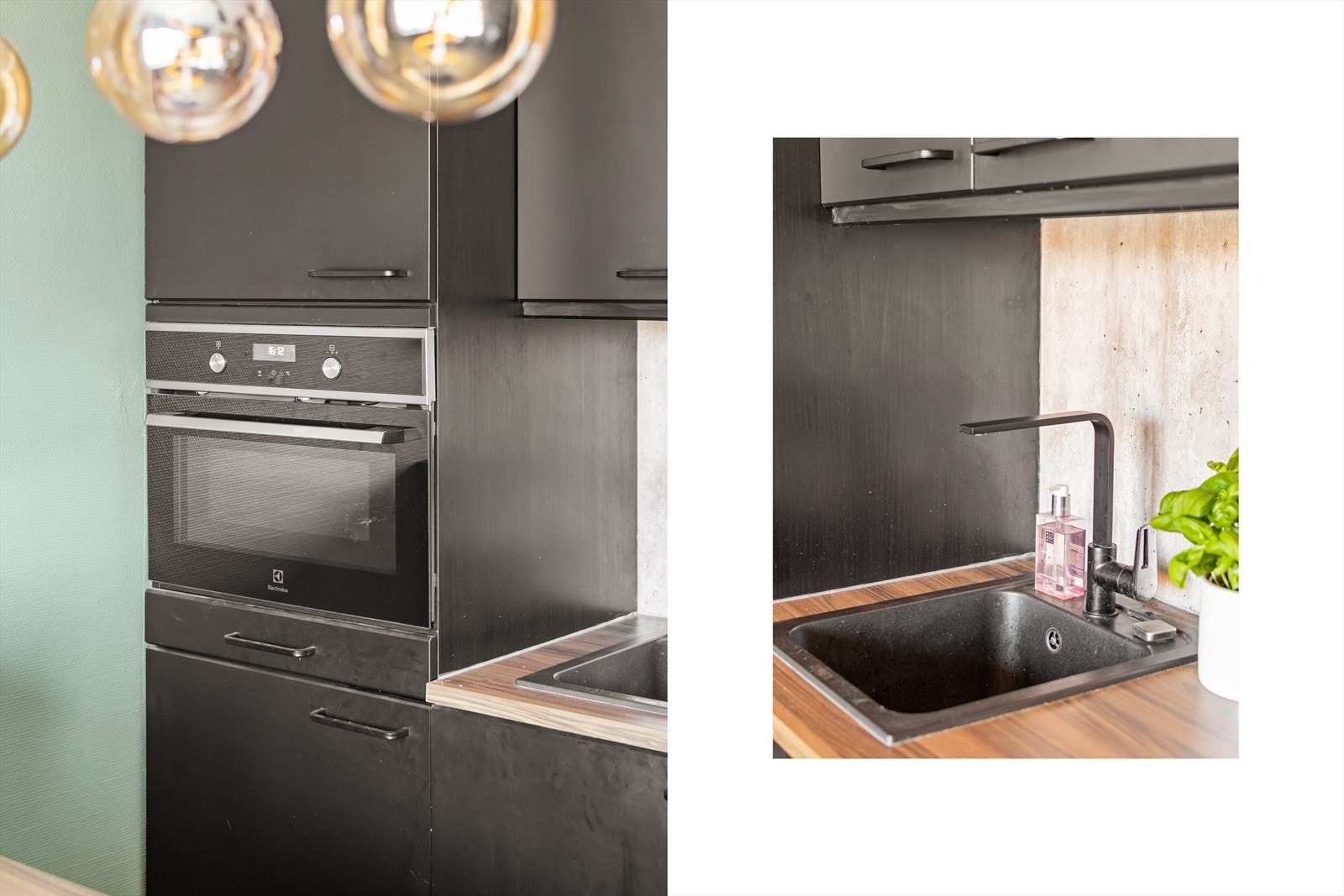 Kjøkkenet er utstyrt med oppvaskmaskin, komfyr, kjøleskap, nedfelt platetopp og oppvaskkum. Galleribilde