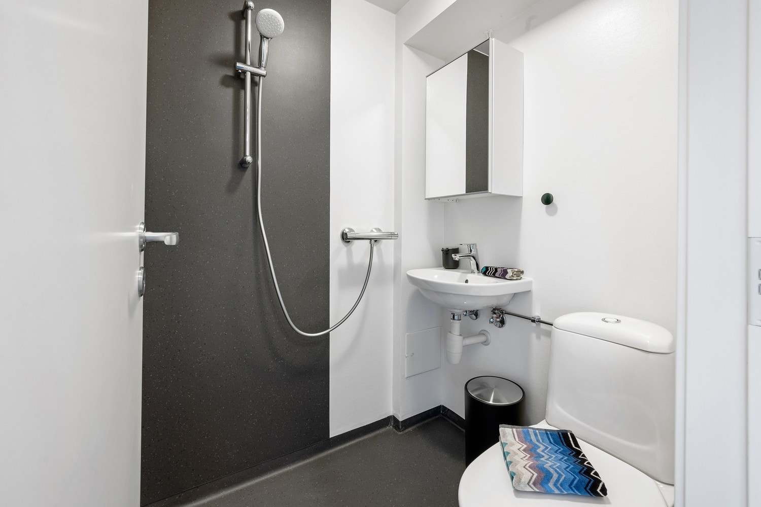 Bad med toalett, dusj og servant. Galleribilde