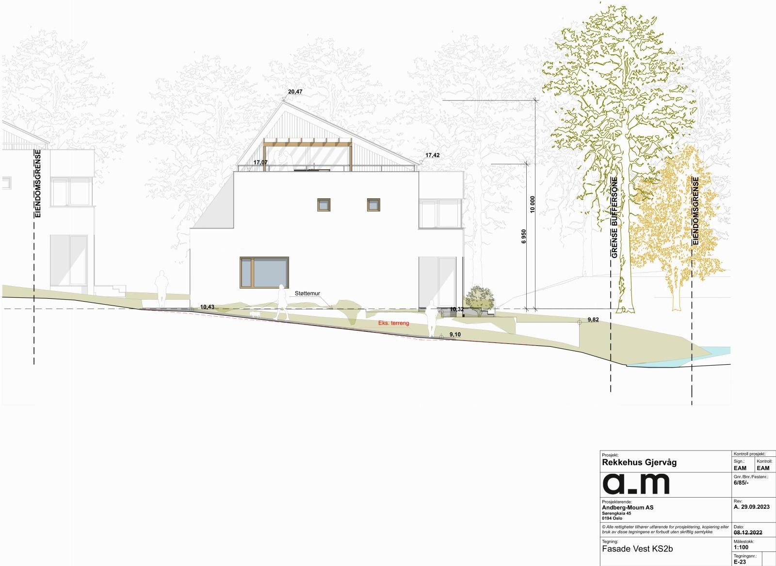 Rekkehusene vil få en rolig og tilbaketrukket plassering med inngang fra nord og uteområder vendt mot sør. Galleribilde