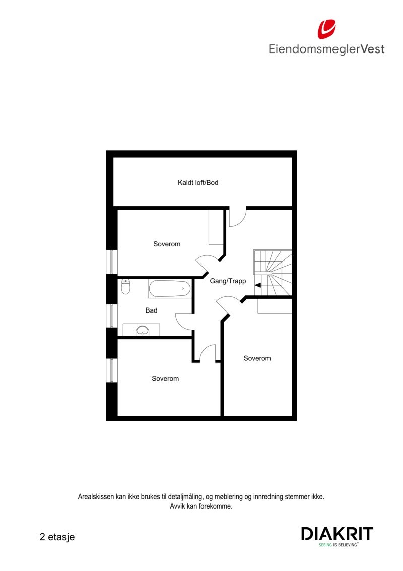 2D planskisse av overetasjen. Galleribilde