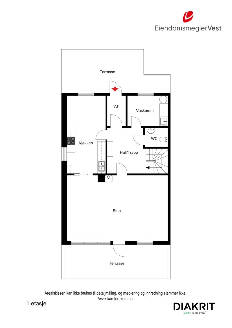 2D planskisse av hovedetasjen. Galleribilde