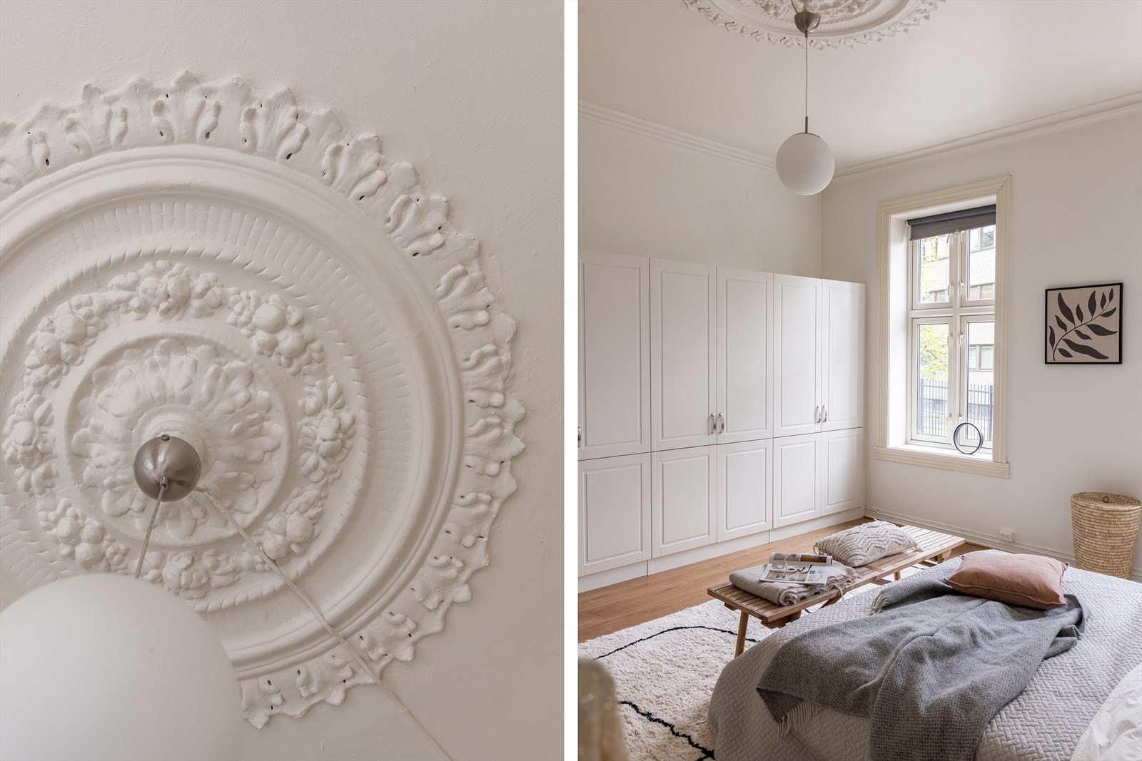 Hovedsoverommet har egen rosett i taket. Galleribilde