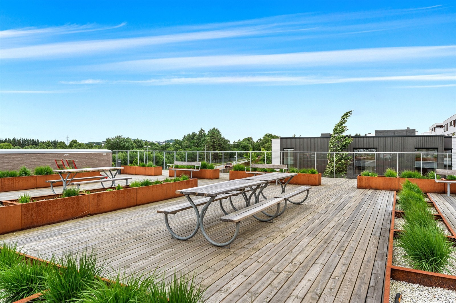 Stor felles takterrasse med inngang i nabobygget Galleribilde