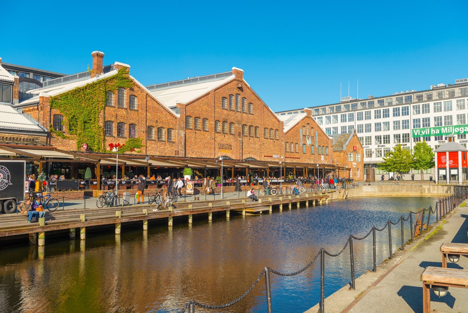 Solsiden med kjøpesenter og restauranter er bare få meters gange fra leiligheten. Galleribilde