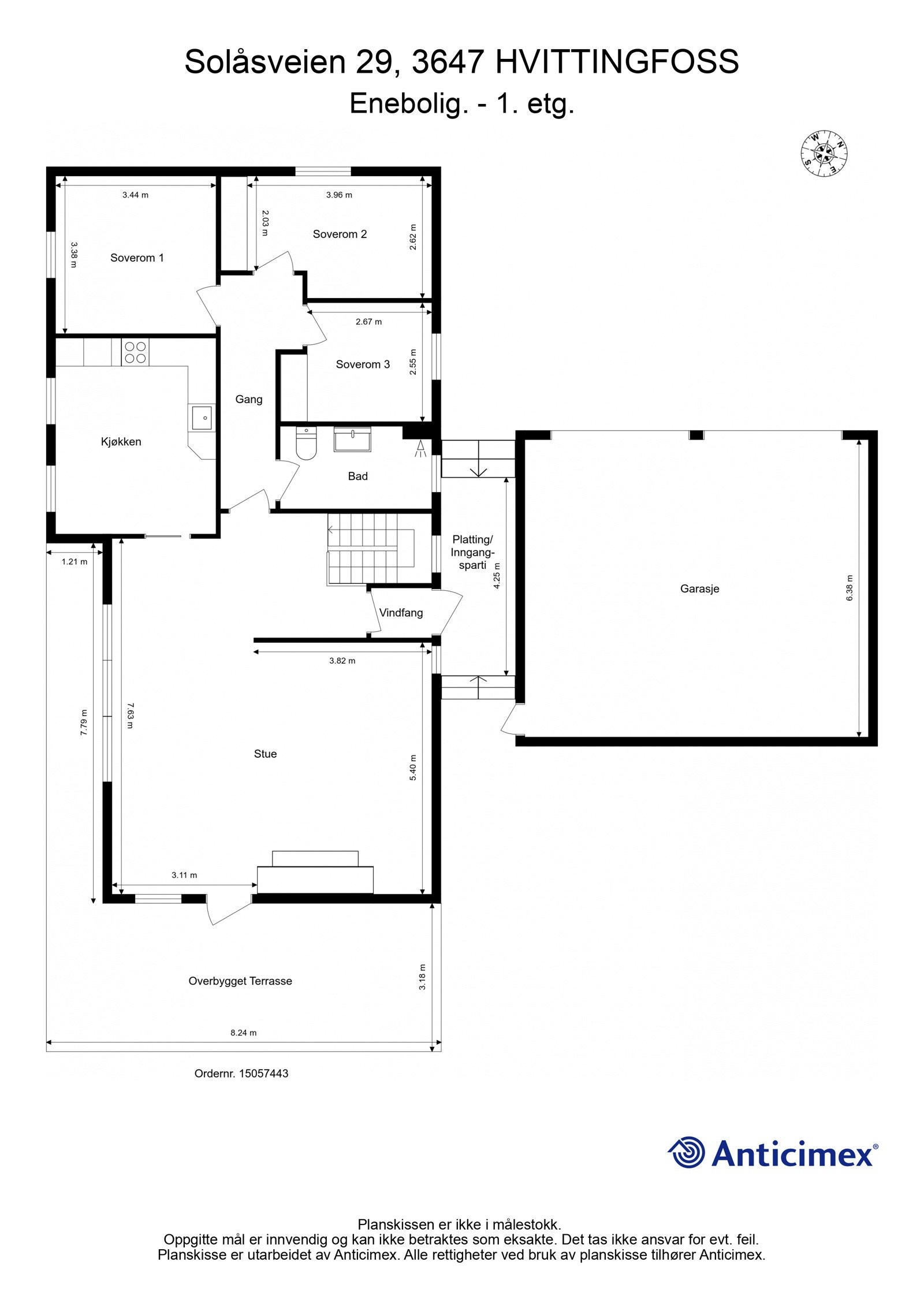 Plantegning hovedetasje. Galleribilde
