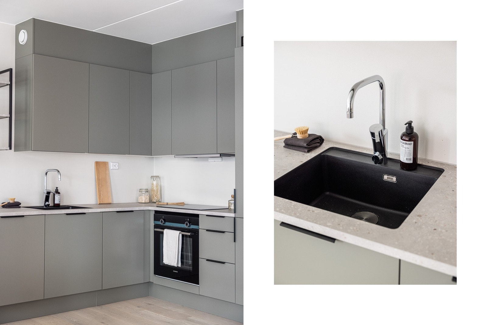 Integrerte hvitevarer plassert i god arbeidshøyde. Galleribilde