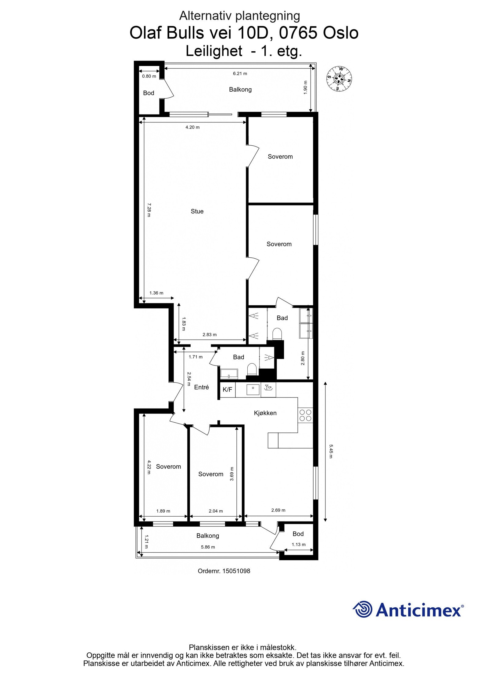 Alternativ plantegning med 4 soverom. Galleribilde