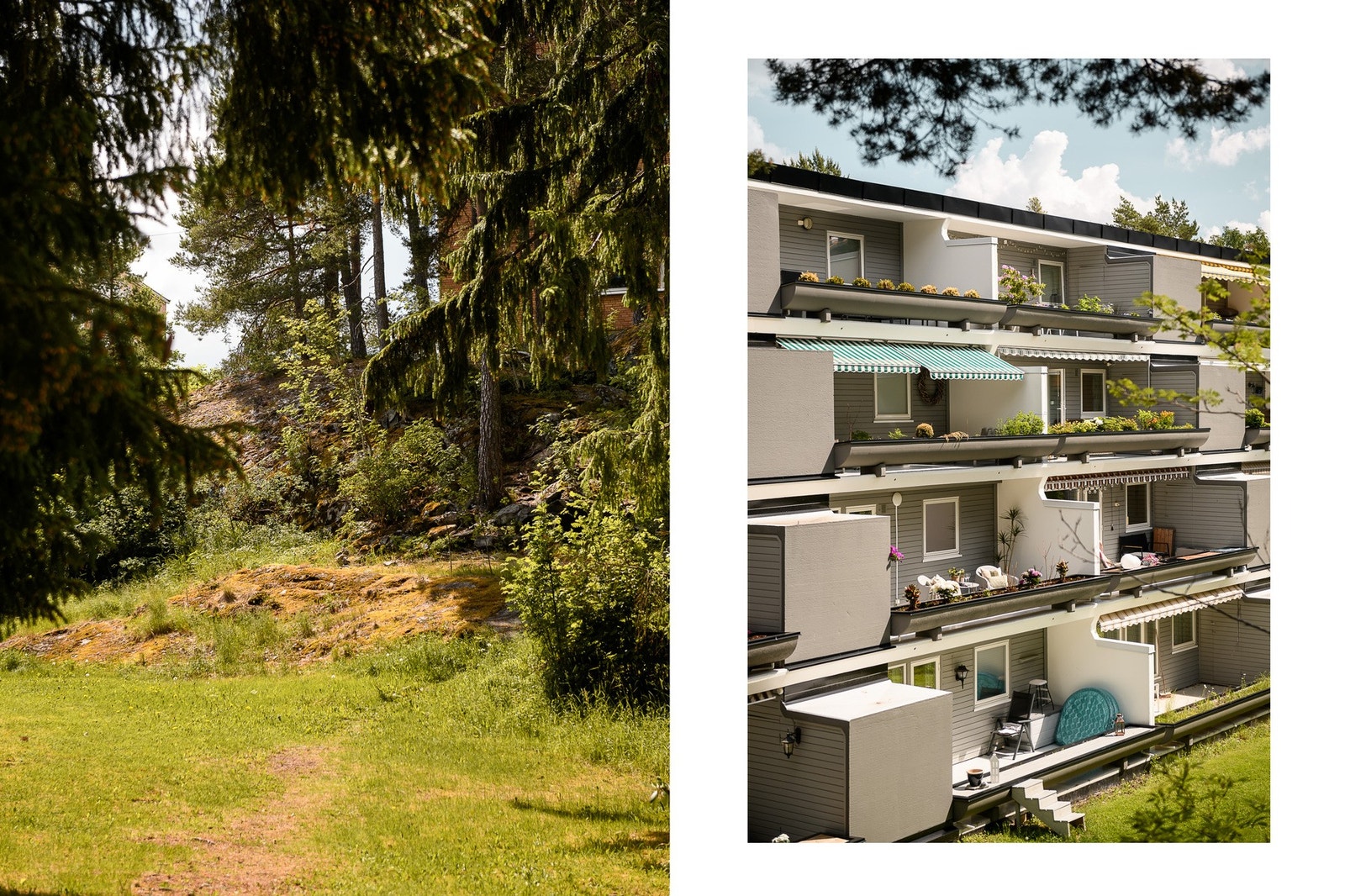 Kort vei ned til det frodige fellesområdet. Galleribilde